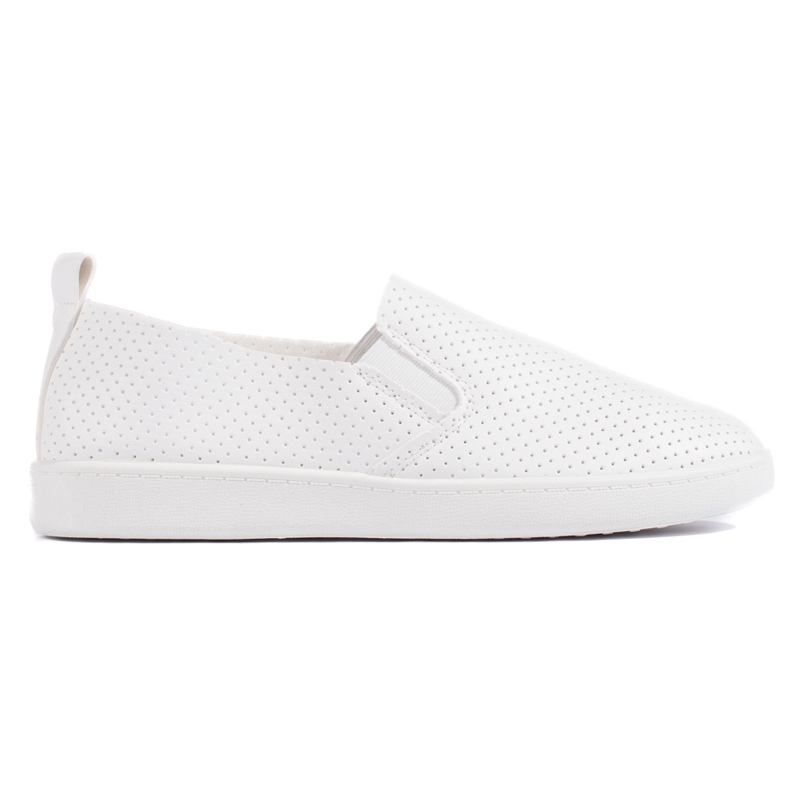 Traforata da donna, slip-on bianco chiaro bianca
