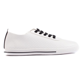 Sneakers da donna bianche con lacci neri bianco