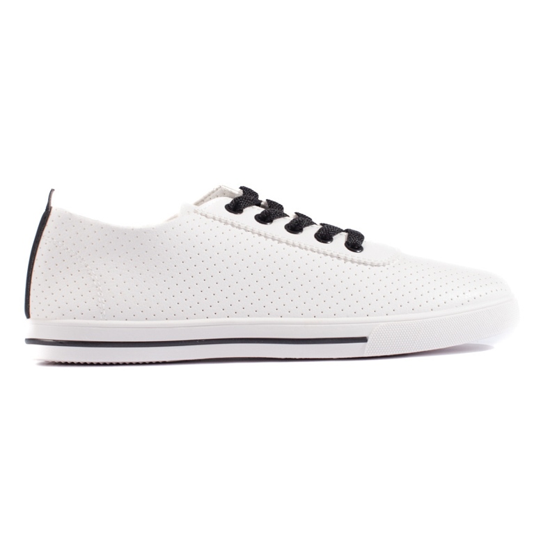 Sneakers da donna bianche con lacci neri bianca