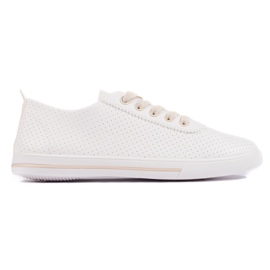 Sneakers da donna bianche con lacci beige bianco