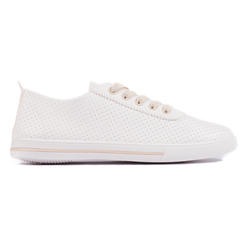 Sneakers da donna bianche con lacci beige bianca