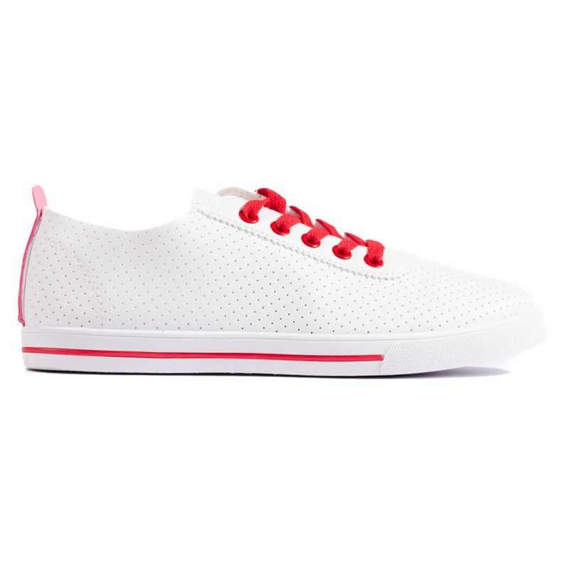 Sneakers da donna bianche con lacci rossi bianca