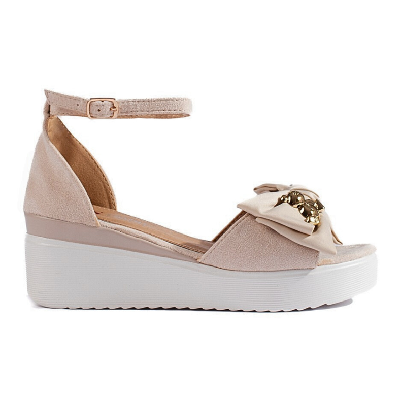 Seastar Sandali con zeppa da donna beige con fiocco