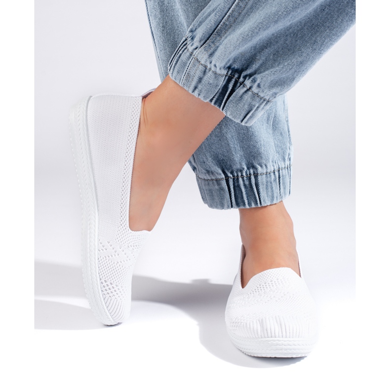 Slip-on da donna in tessuto bianco bianca