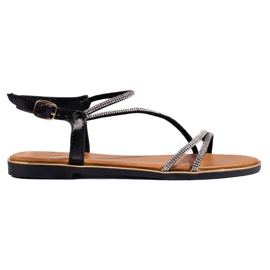 Sandali neri glitter da donna nero