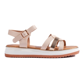 Sandali da donna beige sulla piattaforma