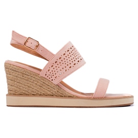 Sandali con zeppa da donna rosa