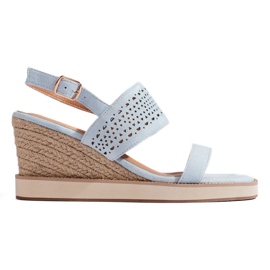 Sandali con zeppa da donna blu