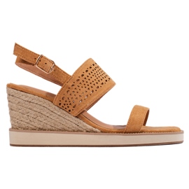 Sandali con zeppa da donna marroni marrone