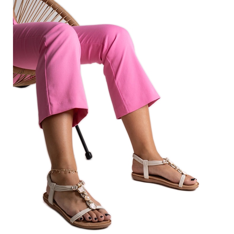 Sandali beige con pietre Degnia