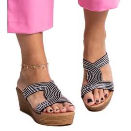 Mules neri con zeppa con strass Antuanet nero