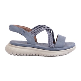 Comodi sandali con velcro da donna Blu Eladora