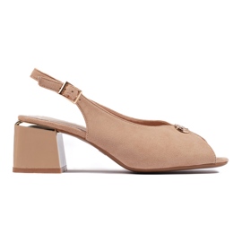 Eleganti sandali a tacco alto in camoscio beige