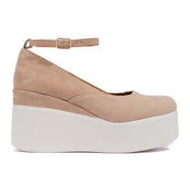Décolleté beige con zeppa