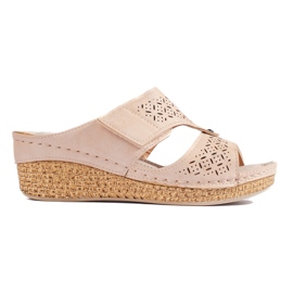 Sandali con zeppa beige da donna