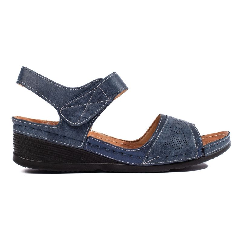 Sandali da donna blu con velcro