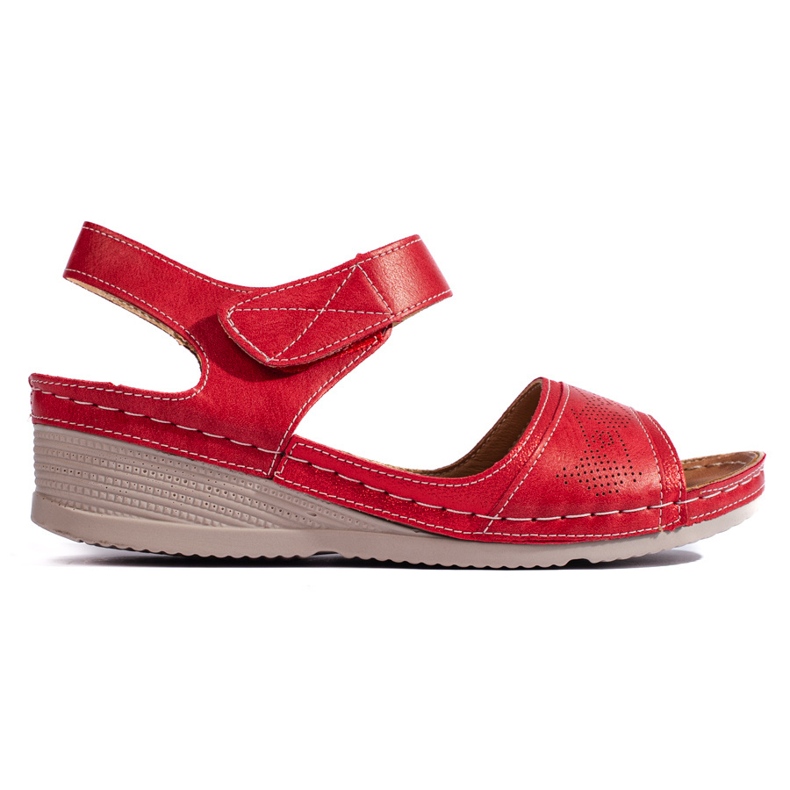Sandali da donna rossi con velcro rosso