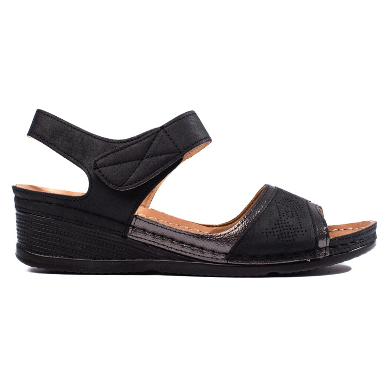 Sandali neri da donna con velcro nero