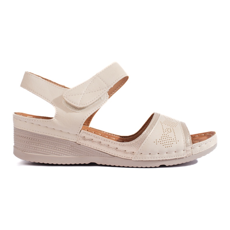 Sandali da donna beige con velcro