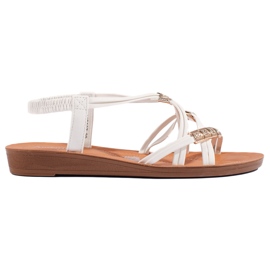 Sandali slip-on bianchi con cinturini intrecciati bianco