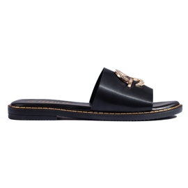 Infradito da donna nere con elemento decorativo nero