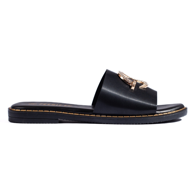 Infradito da donna nere con elemento decorativo nero