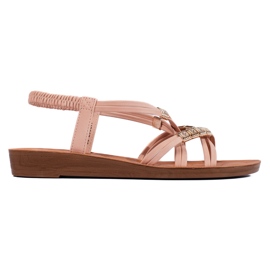 Sandali slip-on bianchi con cinturini intrecciati rosa