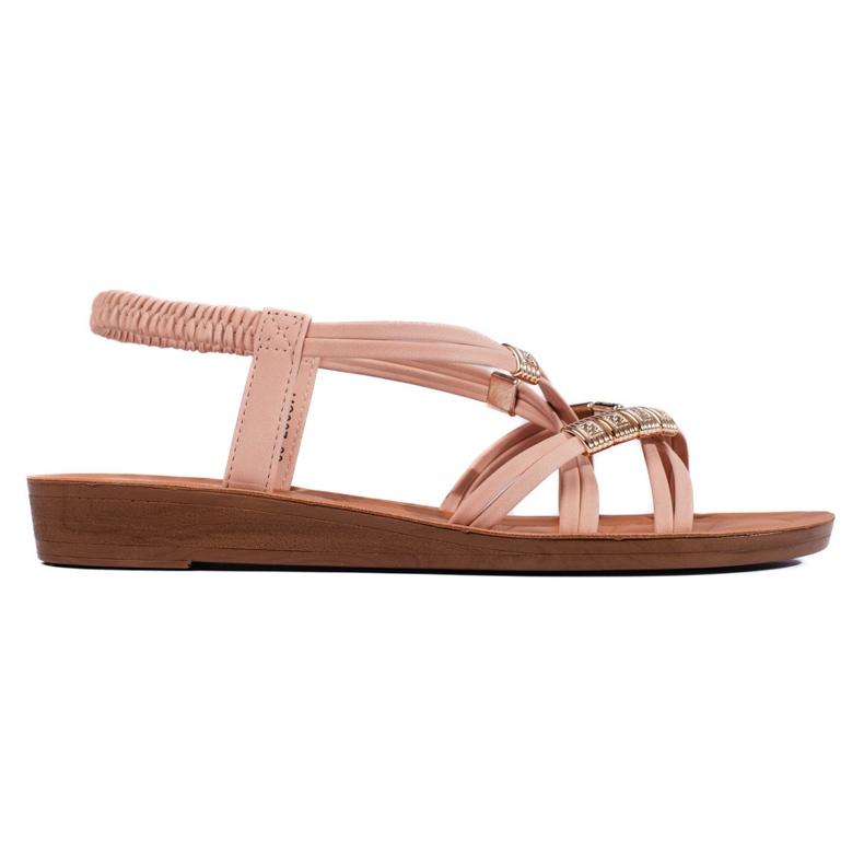 Sandali slip-on bianchi con cinturini intrecciati rosa