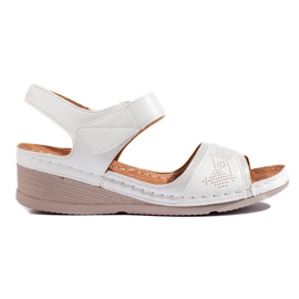 Sandali da donna bianchi con velcro bianca