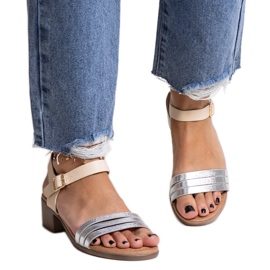 Sandali Salsabi argento con tacco basso