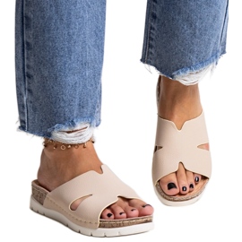 Infradito beige con inserto in pelle Masha