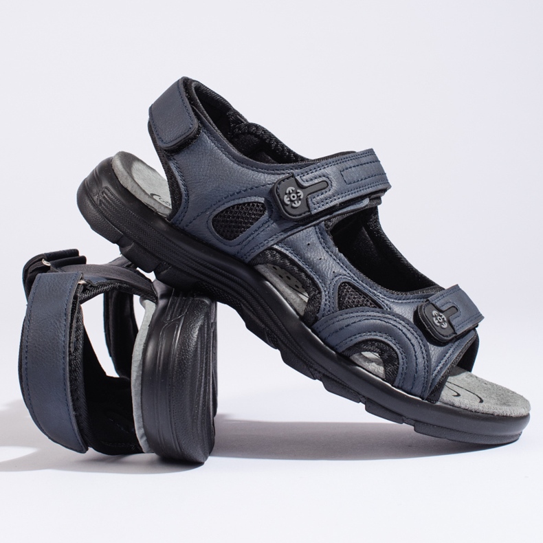 Sandali sportivi da uomo blu navy con velcro