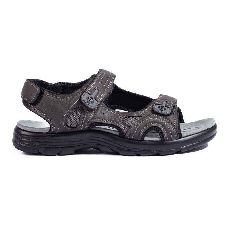 Sandali sportivi da uomo con velcro grigio