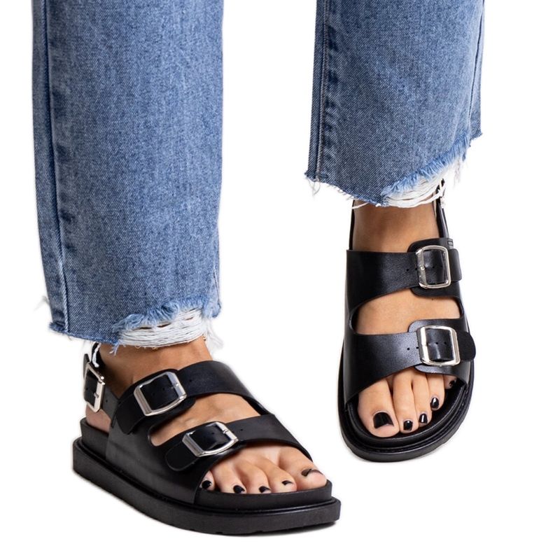 Sandali Bashera neri con plateau nero