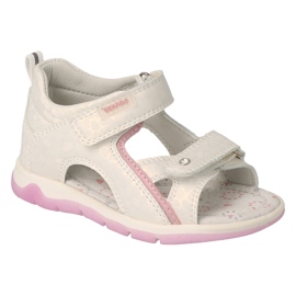 Sandali per bambini Befado, inserto in pelle, velcro, 170P092, bianco bianca