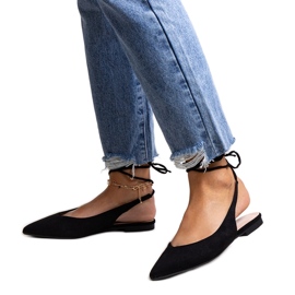 Ballerine nere stringate Leaia con tacco aperto nero