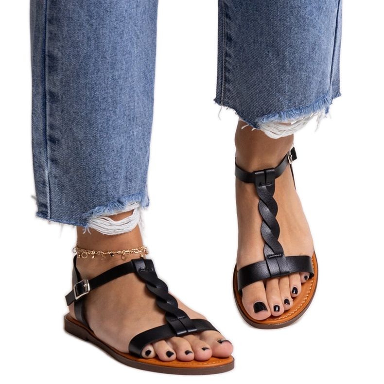 Sandali flat colore nero amaranto