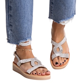 Sandali platform argento con strass Mifsa