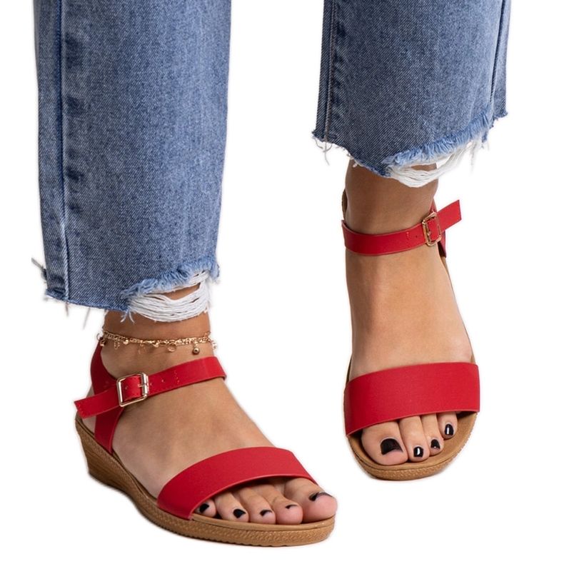 Sandali rossi realizzati in ecopelle Makdaka rosso