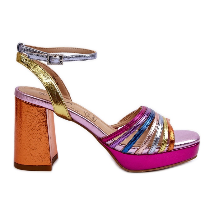 S.Barski Sandali da donna con tacco alto D&amp;A CR920 Multicolor viola