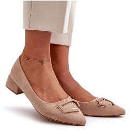 Décolleté Tacco Basso Con Decorazione Eco Camoscio S.Barski KV27-034 Beige