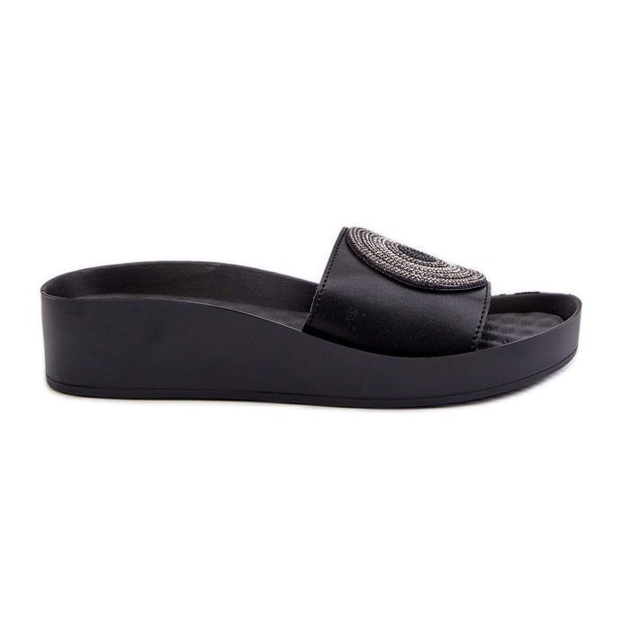 Infradito da Donna in Pelle Con Decorazione S.Barski KV27-019 Nero