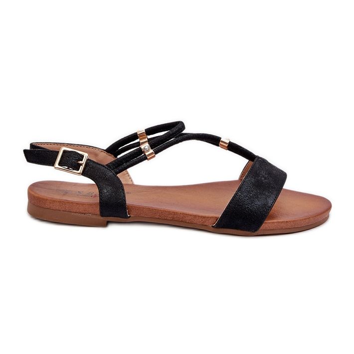 Sandali Bassi Con Cinturini da Donna S.Barski KV27-010 Neri nero