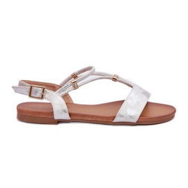 Sandali Bassi Con Cinturini da Donna S.Barski KV27-010 Bianco e Argento