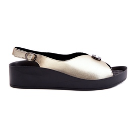 Sandali Da Donna In Pelle Con Zeppa E Plateau S.Barski KV27-020 Oro d'oro