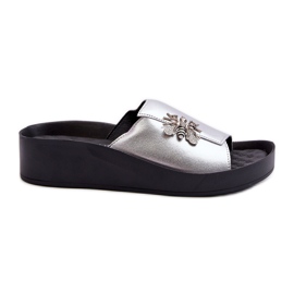 Infradito eleganti da donna con decorazione, in pelle naturale S.Barski KV27-015 Argento d'argento