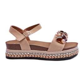Sandali Da Donna Su Zeppa E Plateau Con Decori S.Barski HY056 Beige