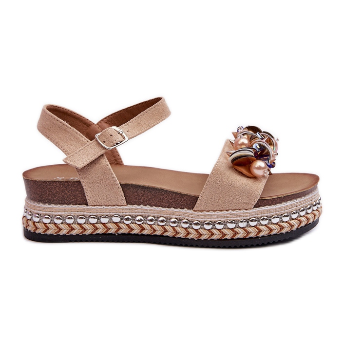 Sandali Da Donna Su Zeppa E Plateau Con Decori S.Barski HY056 Beige