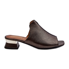 Infradito Eleganti da Donna in Pelle Naturale con Tacco Basso Maciejka 06360-20 Grafite nero