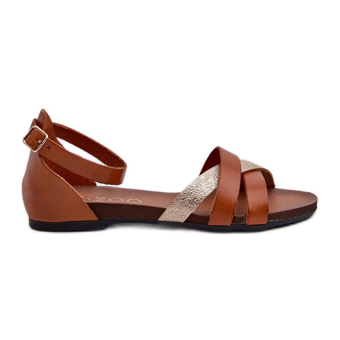 Zazoo 40225 Sandali piatti in pelle marrone